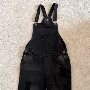 Distressed overalls